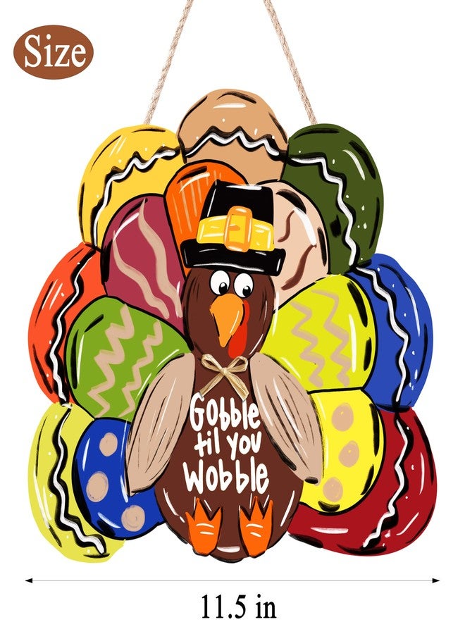 CYNOSA Thanksgiving Wreath for Front Door Turkey Door Hanger Gobble Gobble Sign Turkey Decor Thanksgiving Door Decorations - Image 4